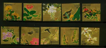 10db/Set 2003 Japán Posta Bélyeget Négy Évszak Virágok, Madarak Használt Post Megjelölt Postai Bélyegek Gyűjtése