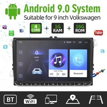 1G + 16G SystemCar 9 hüvelykes Android Bluetooth Navigációs MP5 Lejátszó VW Passat Golf MK5 Jetta Tiguan T5 Skoda GPS Autó Navigatio