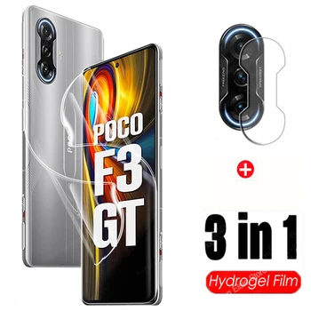 3 az 1-Hidrogél Film Xiaomi Poco F3 GT képernyővédő fólia Kamera Lencséje Pocophone F3 GT MZB09C6IN Védőfólia Nem Üveg