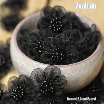 5db 3D FORRÓ fekete Virág hímzett csipke foltok, vas a DIY varrás gyöngyök póló, Matrica vas-on applied ruhával, a ruha, dekoráció
