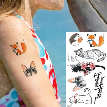 a gyerekek tetoválás ideiglenes test tetoválás matricák rajzfilm állatok róka, macska ideiglenes tetoválás, a gyermekek, a lányok, tetoválás hamis tetkóimat csukló