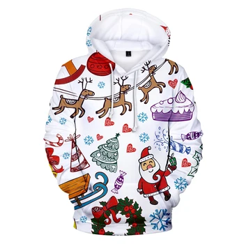 boldog karácsonyt 3D-s pulcsit férfi / nő boldog év kapucnis pulóver férfi divat koponya karácsonyi kapucnis gyerek kabátok, FELSŐK