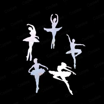 Coolee Grace Balerina Táncos Lányok Ezüst Fényvisszaverő Matrica Bakelit Art Vas Szövet DIY hőátadás Rátétes Javítás