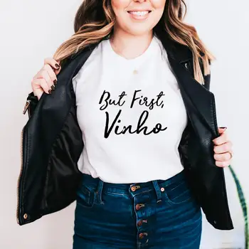 De Először Vinho Portugál Tshirt Vicces Bor 100%Pamut Női Póló Bort Szerető Nyári Alkalmi, Rövid Ujjú Felső Portugália Ajándékok