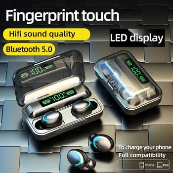 F9-5 Vezeték nélküli Fülhallgató Digitális Kijelző, Touch Control Bluetooth 5.0 zajcsökkentés TWS In-ear Fülhallgató Okostelefon