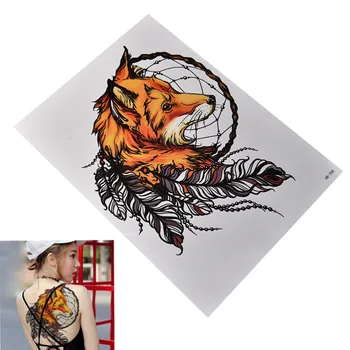 Fox Dreamcatcher Ideiglenes Tetoválás Nagy Kar Test Vízálló Tetoválás Matrica