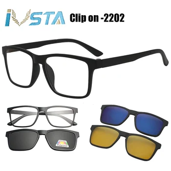 IVSTA 3 az 1-ben Klip Férfi Napszemüveg Polarizált Mágnes Szemüveg Mágneses Klipek Receptet Optikai Keret Látvány Női Olvasó
