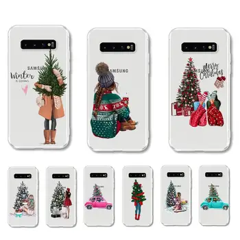 Karácsonyfa lány ajándék Telefon tok Samsung Galaxy S7 szélén S8 S9 S10 S20 plusz S10lite alapvetően a A31 A10 a51-es Fedél
