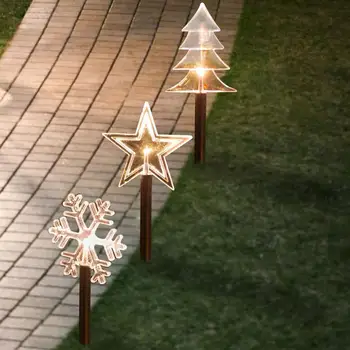 LED Karácsonyi Díszítő Világítás Napelemes Töltés Kerti Föld Lámpa Hópehely Csillag karácsonyfa Fény az Udvaron Kerti Út