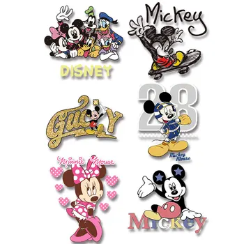 Rajzfilm Mickey szerelem Disney Minnie Bruto Donald Kacsa családi kép hőátadás nyomtatás Vinyl Matrica Ruhát Appliqués
