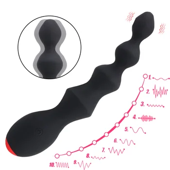 Rezgő Butt Plug Klitorisz Stimulátor Anális Gyöngyök Vibrátor Szex Játék, a Nők, Férfiak, 10 Sebesség Prosztata Masszírozó
