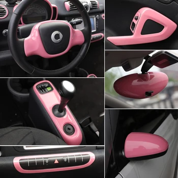 Rózsaszín Autó Belső Teljes körű Dekorációs ABS Matricát Mercedes Smart Fortwo 451 Autó Dekoráció Kiegészítők 2009-2014