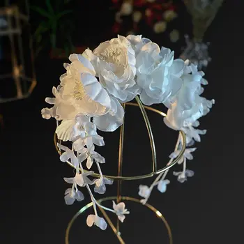 Selyem fonal Virág Fejét viseljen a menyasszony frizura nők, lányok hairbands dekoráció Esküvői haj Tartozékok