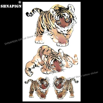 SHNAPIGN Junior Tigris Gyermek Ideiglenes Body Art Flash Tetoválás Matrica 10*17cm Vízálló fájdalommentes Henna önarckép tetoválás matricák