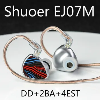 Shuoer EJ07M Elektrosztatikus DD+2BA+4EST Sonion Hét Hibrid Vezető HiFi In-Ear Fülhallgató IEMs Monitor Audiofil OCC QDC Kábel