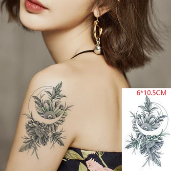 Vízálló Ideiglenes Tetoválás Matrica Virág Daisy Krizantém Hold Body Art Flash Tetoválás Hamis Tetkó a Nők, Férfiak