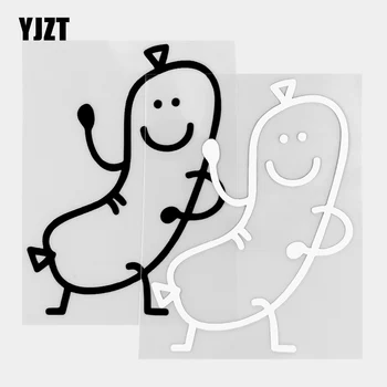 YJZT 10×13.7 CM Vicces Kolbász Rajzfilm Vinyl Matrica Kreatív Autó Matricák Test Dekoráció Fekete / Ezüst 20B-0485