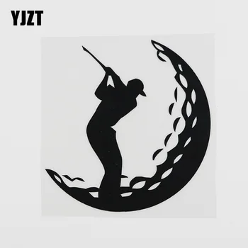 YJZT 12.4CMX12.8 cm-es Golf Golf Golfozó, Játékos Sport Labdát Vinil Autó Matrica Fekete/Ezüst 8A-0295